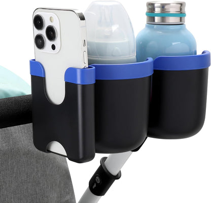 Stroller Cup Holder with Phone Holder, Bike Cup Holder, Universal Cup Holder for Uppababy Nuna Strollers, 2-in-1 Drinks Holder for Walker, Wheelchair, Scooter - Colors A