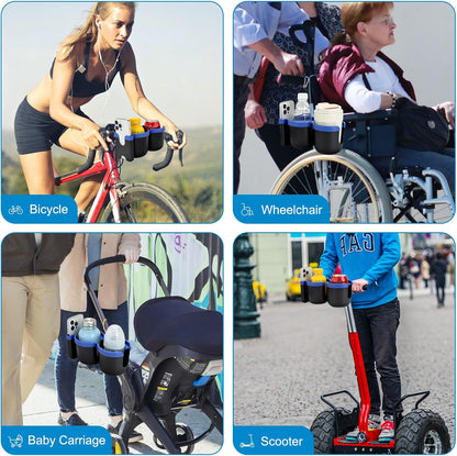 Stroller Cup Holder with Phone Holder, Bike Cup Holder, Universal Cup Holder for Uppababy Nuna Strollers, 2-in-1 Drinks Holder for Walker, Wheelchair, Scooter - Colors A