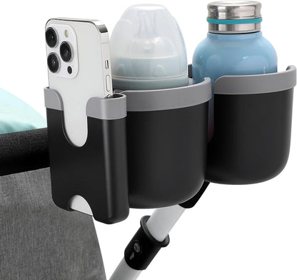 Stroller Cup Holder with Phone Holder, Bike Cup Holder, Universal Cup Holder for Uppababy Nuna Strollers, 2-in-1 Drinks Holder for Walker, Wheelchair, Scooter - Colors A
