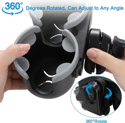 Stroller Cup Holder with Phone Holder, Bike Cup Holder, Universal Cup Holder for Uppababy Nuna Strollers, 2-in-1 Drinks Holder for Walker, Wheelchair, Scooter - Colors A