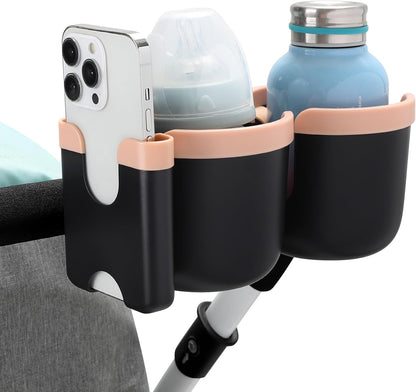 Stroller Cup Holder with Phone Holder, Bike Cup Holder, Universal Cup Holder for Uppababy Nuna Strollers, 2-in-1 Drinks Holder for Walker, Wheelchair, Scooter - Colors A