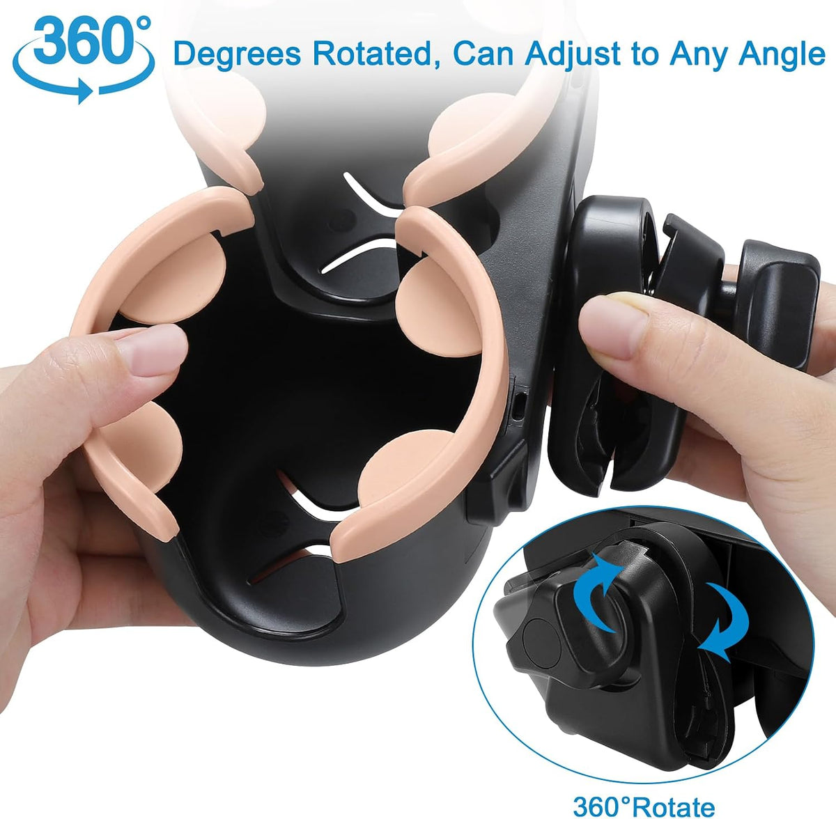 Stroller Cup Holder with Phone Holder, Bike Cup Holder, Universal Cup Holder for Uppababy Nuna Strollers, 2-in-1 Drinks Holder for Walker, Wheelchair, Scooter - Colors A