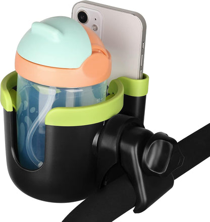 Stroller Cup Holder with Phone Holder, Bike Cup Holder, Universal Cup Holder for Uppababy Nuna Strollers, 2-in-1 Drinks Holder for Walker, Wheelchair, Scooter - Colors A