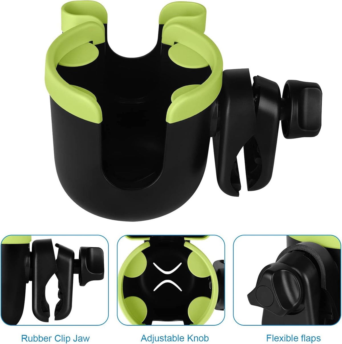 Stroller Cup Holder with Phone Holder, Bike Cup Holder, Universal Cup Holder for Uppababy Nuna Strollers, 2-in-1 Drinks Holder for Walker, Wheelchair, Scooter - Colors A