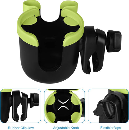 Stroller Cup Holder with Phone Holder, Bike Cup Holder, Universal Cup Holder for Uppababy Nuna Strollers, 2-in-1 Drinks Holder for Walker, Wheelchair, Scooter - Colors A
