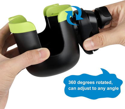 Stroller Cup Holder with Phone Holder, Bike Cup Holder, Universal Cup Holder for Uppababy Nuna Strollers, 2-in-1 Drinks Holder for Walker, Wheelchair, Scooter - Colors A