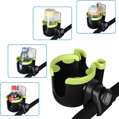 Stroller Cup Holder with Phone Holder, Bike Cup Holder, Universal Cup Holder for Uppababy Nuna Strollers, 2-in-1 Drinks Holder for Walker, Wheelchair, Scooter - Colors A