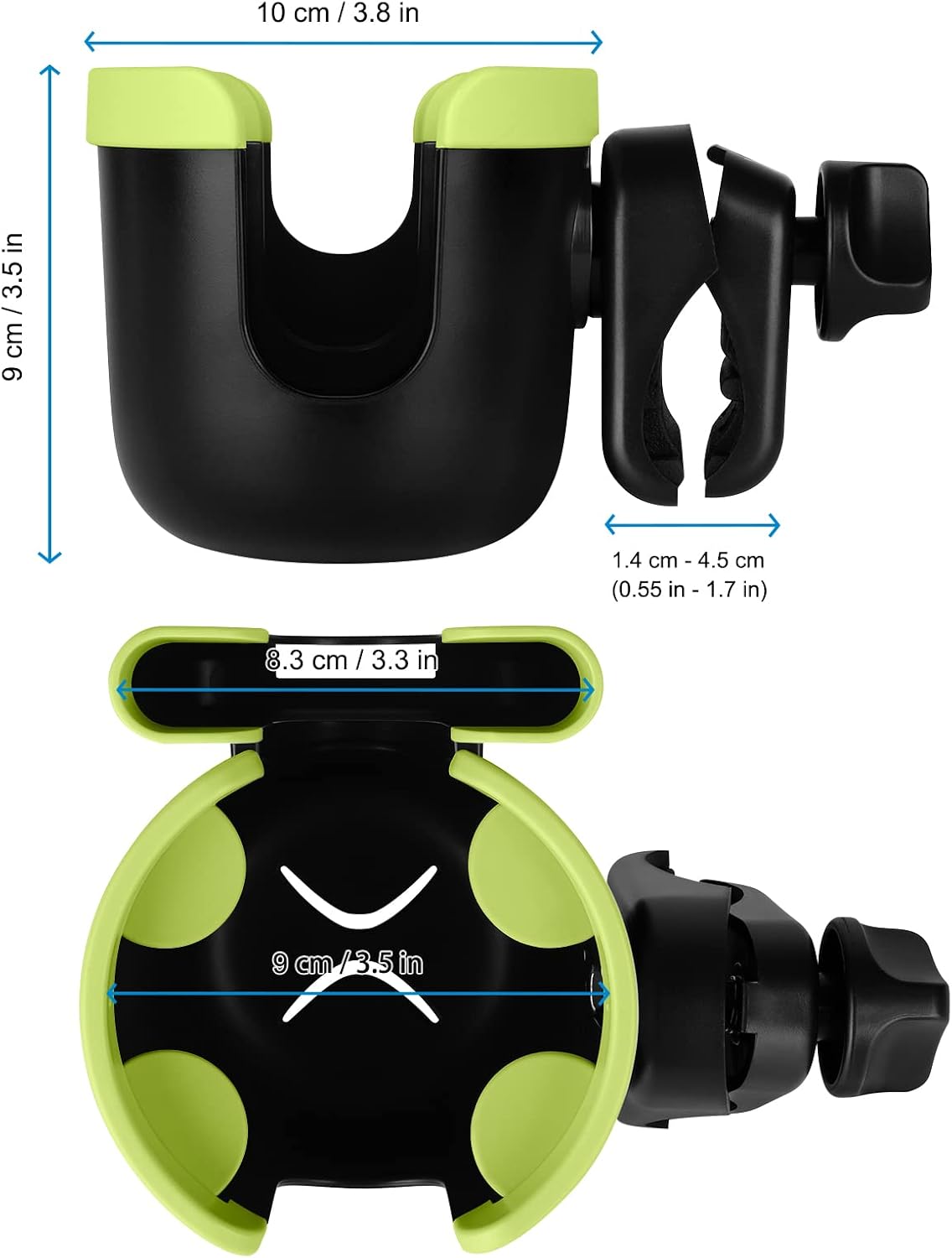 Stroller Cup Holder with Phone Holder, Bike Cup Holder, Universal Cup Holder for Uppababy Nuna Strollers, 2-in-1 Drinks Holder for Walker, Wheelchair, Scooter - Colors A