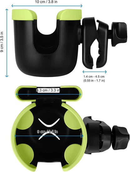 Stroller Cup Holder with Phone Holder, Bike Cup Holder, Universal Cup Holder for Uppababy Nuna Strollers, 2-in-1 Drinks Holder for Walker, Wheelchair, Scooter - Colors A