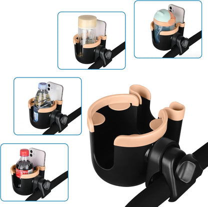 Stroller Cup Holder with Phone Holder, Bike Cup Holder, Universal Cup Holder for Uppababy Nuna Strollers, 2-in-1 Drinks Holder for Walker, Wheelchair, Scooter - Colors A