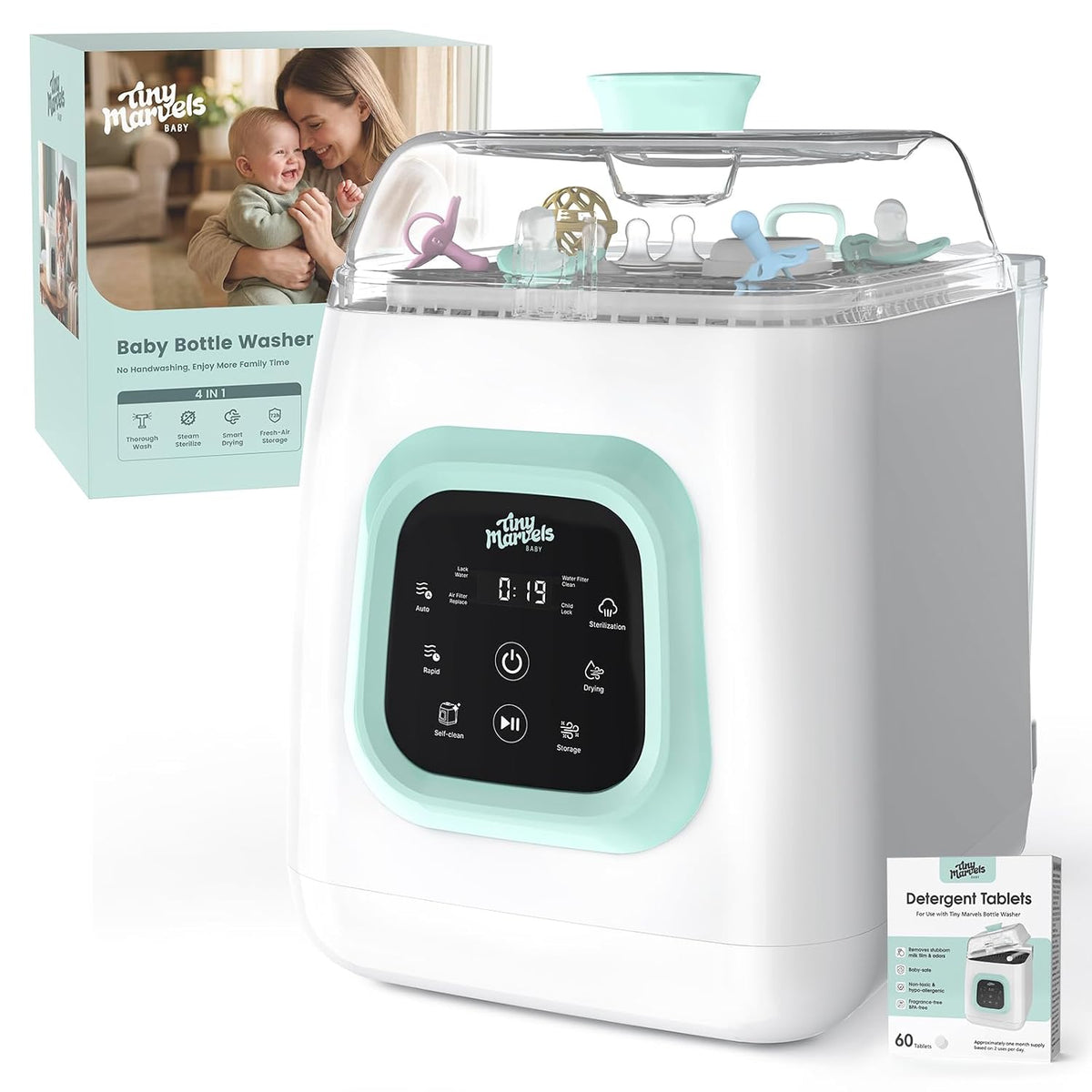 Tiny Marvels Upgraded All-in-One Baby Bottle Washer, Sterilizer and Dryer