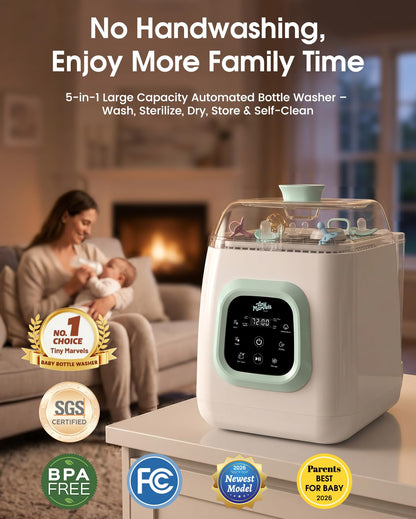 Tiny Marvels Upgraded All-in-One Baby Bottle Washer, Sterilizer and Dryer