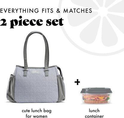 Copley Insulated Lunch Bag for Women w/Containers | Large Capacity Lunch Box for Women with Bottle Pockets, Meal Prep Lunch Tote For Nurses, Work Lunch Tote for Teachers