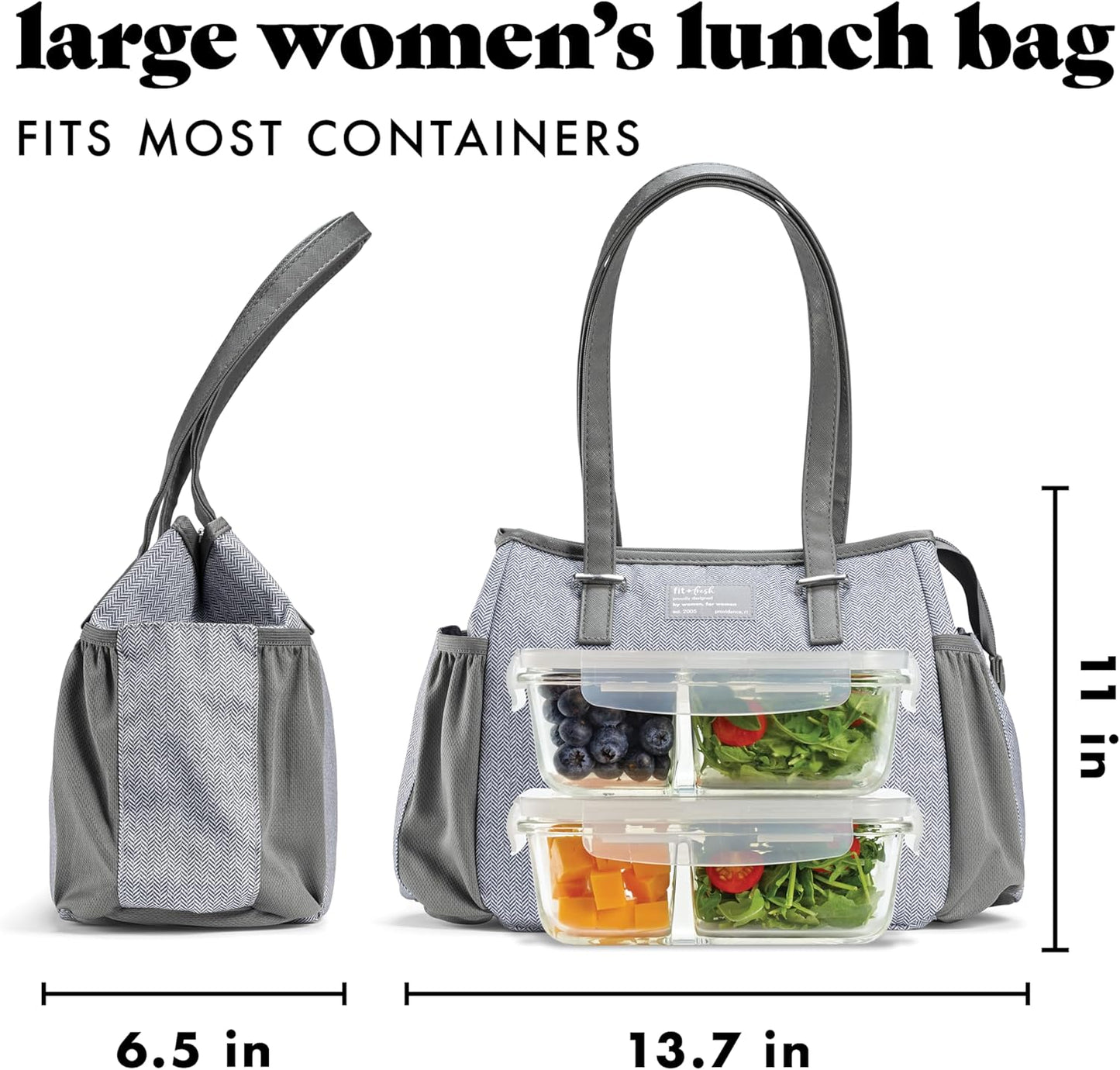 Copley Insulated Lunch Bag for Women w/Containers | Large Capacity Lunch Box for Women with Bottle Pockets, Meal Prep Lunch Tote For Nurses, Work Lunch Tote for Teachers