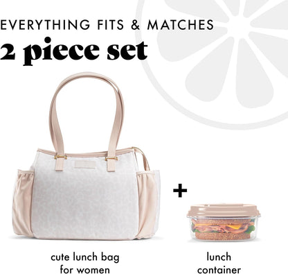 Copley Insulated Lunch Bag for Women w/Containers | Large Capacity Lunch Box for Women with Bottle Pockets, Meal Prep Lunch Tote For Nurses, Work Lunch Tote for Teachers