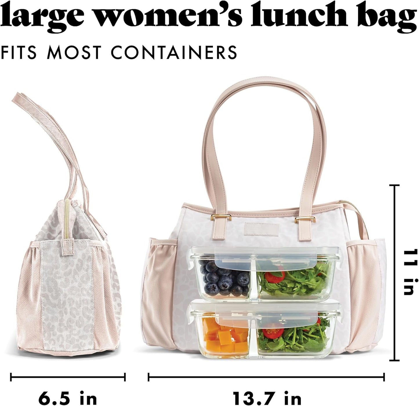 Copley Insulated Lunch Bag for Women w/Containers | Large Capacity Lunch Box for Women with Bottle Pockets, Meal Prep Lunch Tote For Nurses, Work Lunch Tote for Teachers