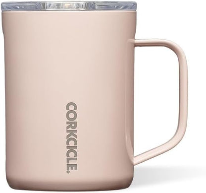 Travel Coffee Mug - Insulated Coffee Mug with Handle, Stainless Steel, Triple Insulated, Sliding Shatterproof Lid, Silicone Bottom, BPA-Free - 16oz - Gloss Chocolate Milk