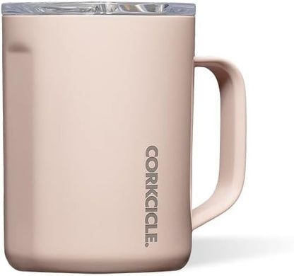 Travel Coffee Mug - Insulated Coffee Mug with Handle, Stainless Steel, Triple Insulated, Sliding Shatterproof Lid, Silicone Bottom, BPA-Free - 16oz - Gloss Chocolate Milk