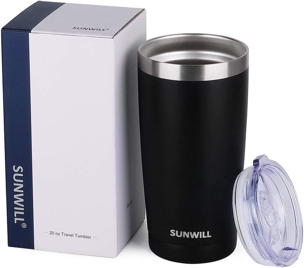 Travel Coffee Tumbler 20 oz, Insulated Mug with Lid, Stainless Steel Cup for Hot and Cold Drinks, Cool Grey
