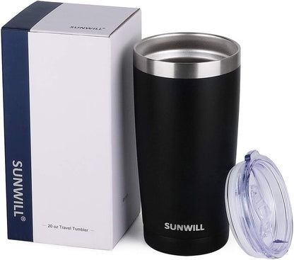 Travel Coffee Tumbler 20 oz, Insulated Mug with Lid, Stainless Steel Cup for Hot and Cold Drinks, Cool Grey