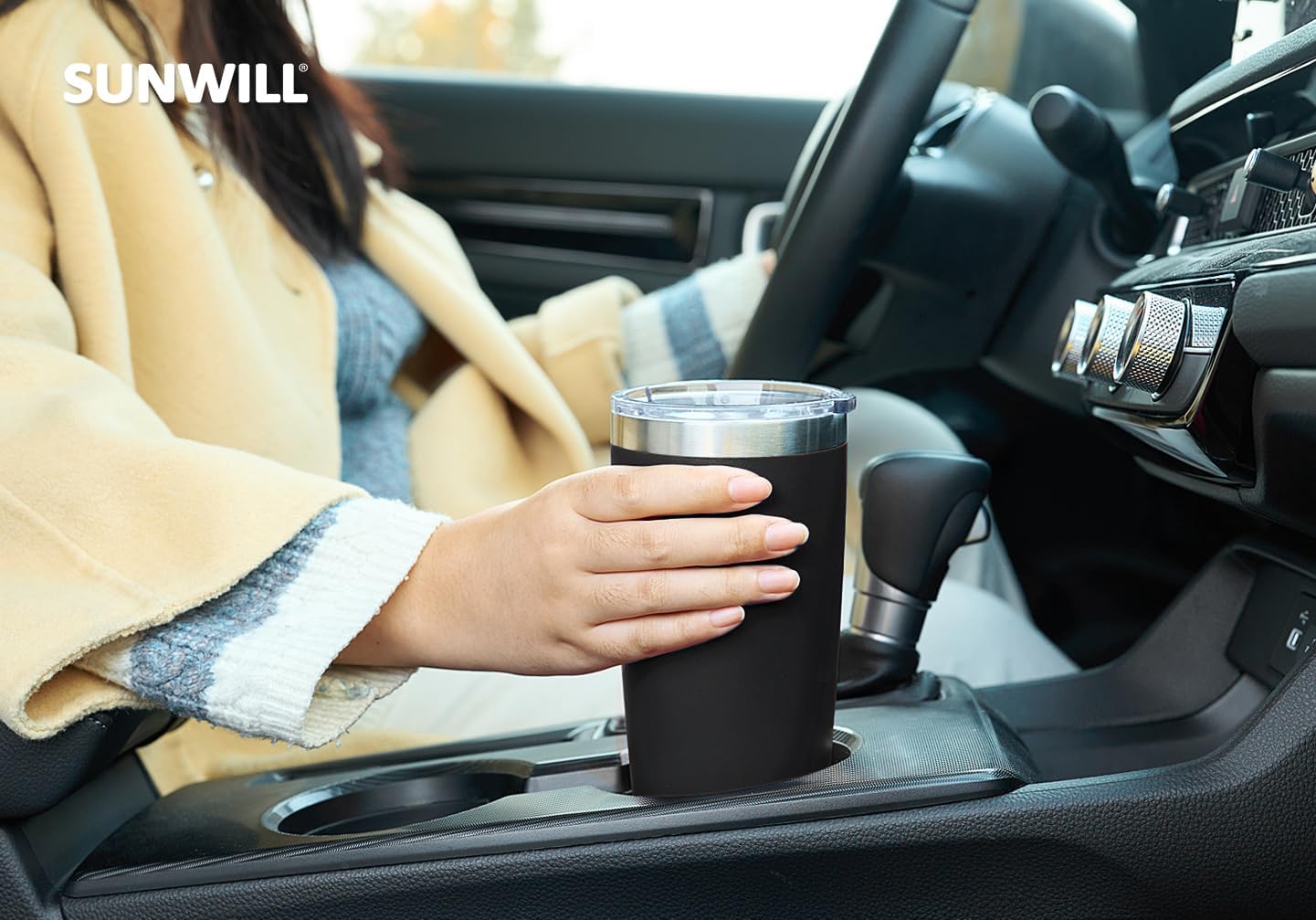Travel Coffee Tumbler 20 oz, Insulated Mug with Lid, Stainless Steel Cup for Hot and Cold Drinks, Cool Grey