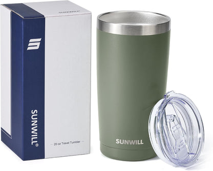Travel Coffee Tumbler 20 oz, Insulated Mug with Lid, Stainless Steel Cup for Hot and Cold Drinks, Cool Grey
