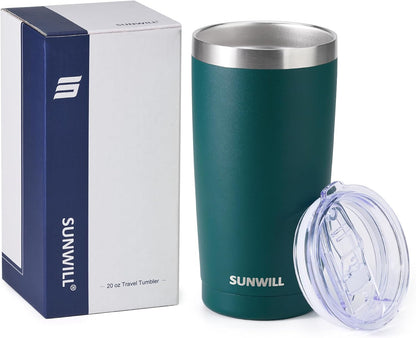 Travel Coffee Tumbler 20 oz, Insulated Mug with Lid, Stainless Steel Cup for Hot and Cold Drinks, Cool Grey