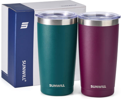 Travel Coffee Tumbler 20 oz, Insulated Mug with Lid, Stainless Steel Cup for Hot and Cold Drinks, Cool Grey