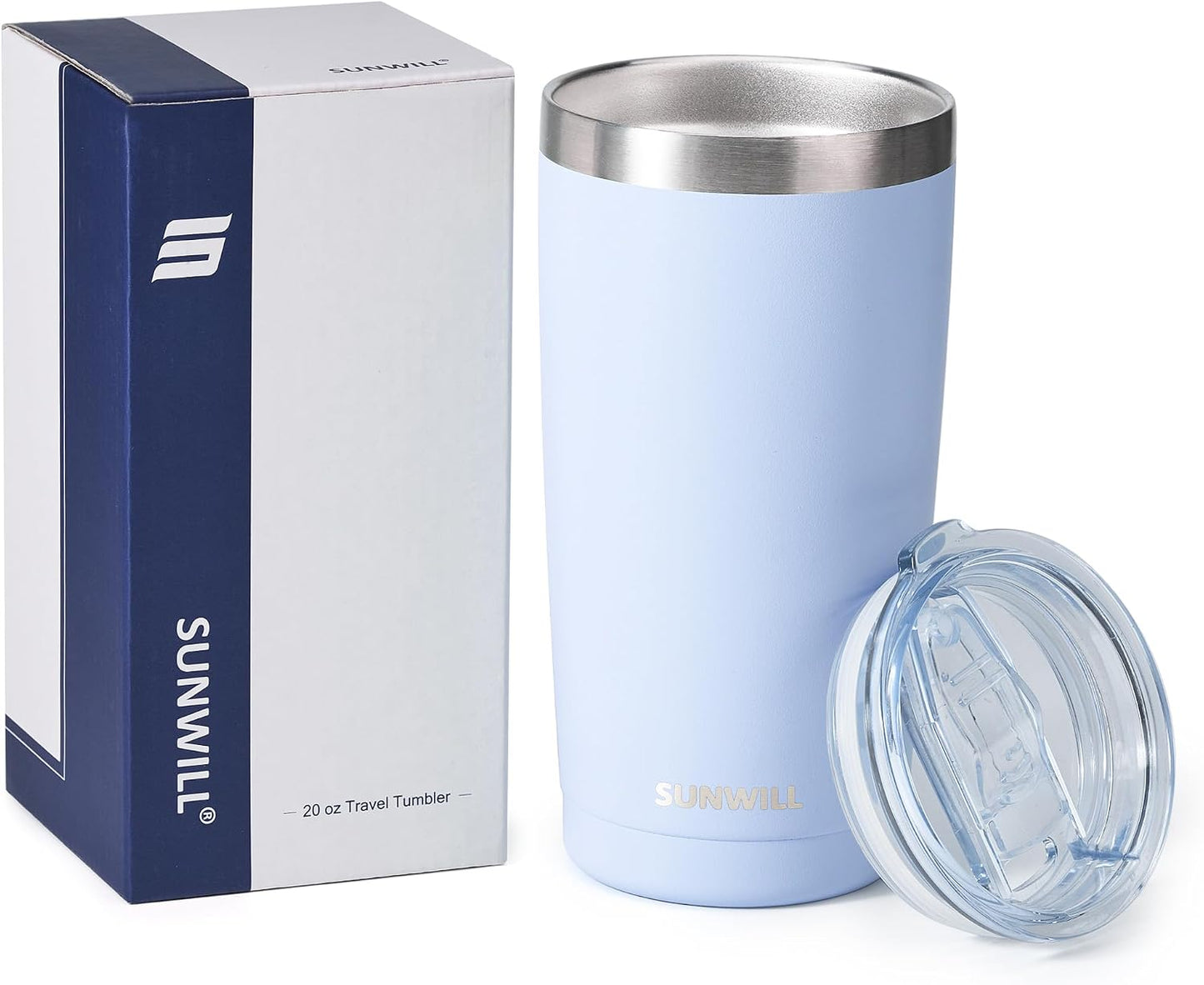 Travel Coffee Tumbler 20 oz, Insulated Mug with Lid, Stainless Steel Cup for Hot and Cold Drinks, Cool Grey