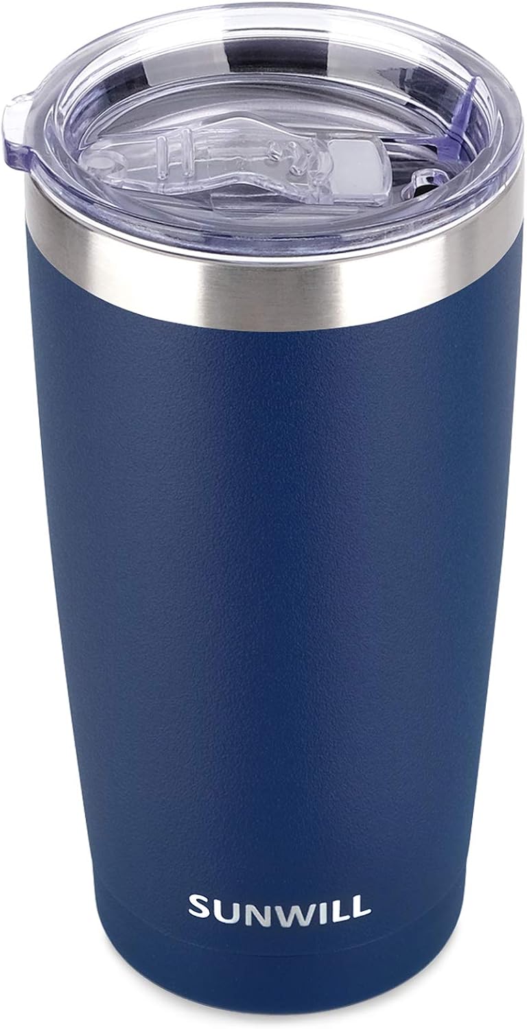 Travel Coffee Tumbler 20 oz, Insulated Mug with Lid, Stainless Steel Cup for Hot and Cold Drinks, Cool Grey