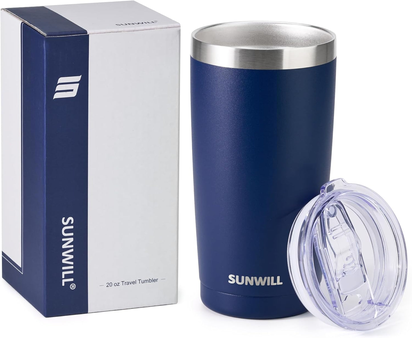 Travel Coffee Tumbler 20 oz, Insulated Mug with Lid, Stainless Steel Cup for Hot and Cold Drinks, Cool Grey