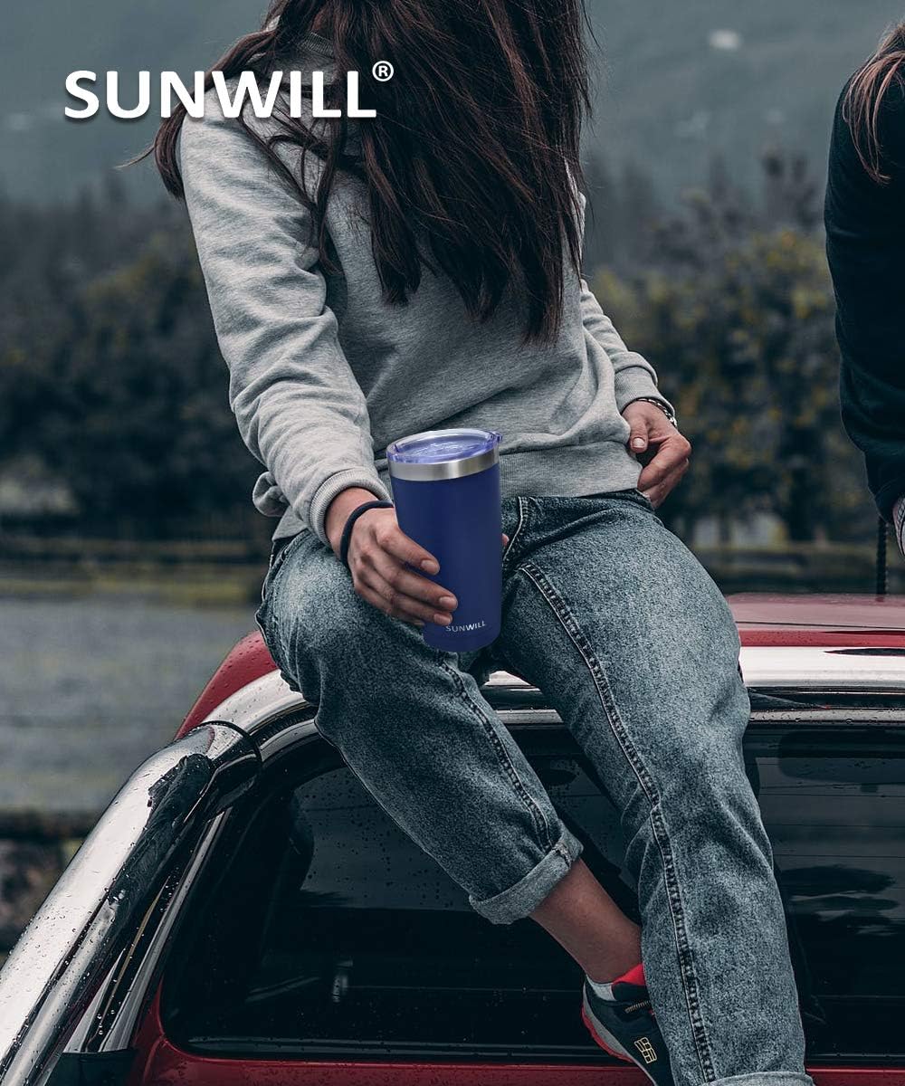 Travel Coffee Tumbler 20 oz, Insulated Mug with Lid, Stainless Steel Cup for Hot and Cold Drinks, Cool Grey