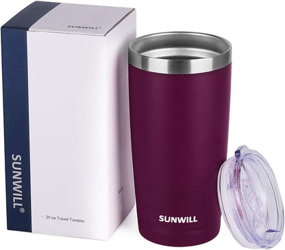 Travel Coffee Tumbler 20 oz, Insulated Mug with Lid, Stainless Steel Cup for Hot and Cold Drinks, Cool Grey