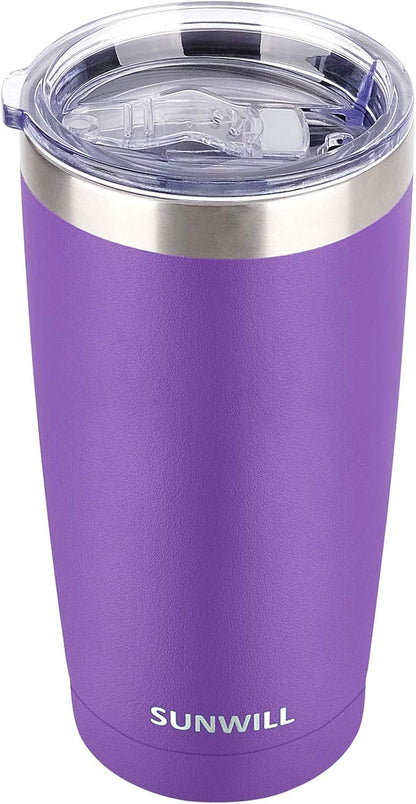 Travel Coffee Tumbler 20 oz, Insulated Mug with Lid, Stainless Steel Cup for Hot and Cold Drinks, Cool Grey