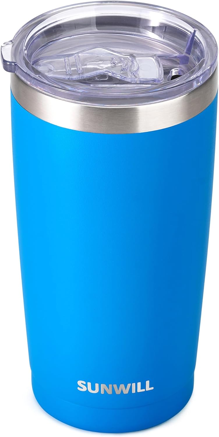 Travel Coffee Tumbler 20 oz, Insulated Mug with Lid, Stainless Steel Cup for Hot and Cold Drinks, Cool Grey