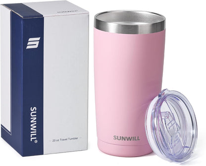 Travel Coffee Tumbler 20 oz, Insulated Mug with Lid, Stainless Steel Cup for Hot and Cold Drinks, Cool Grey