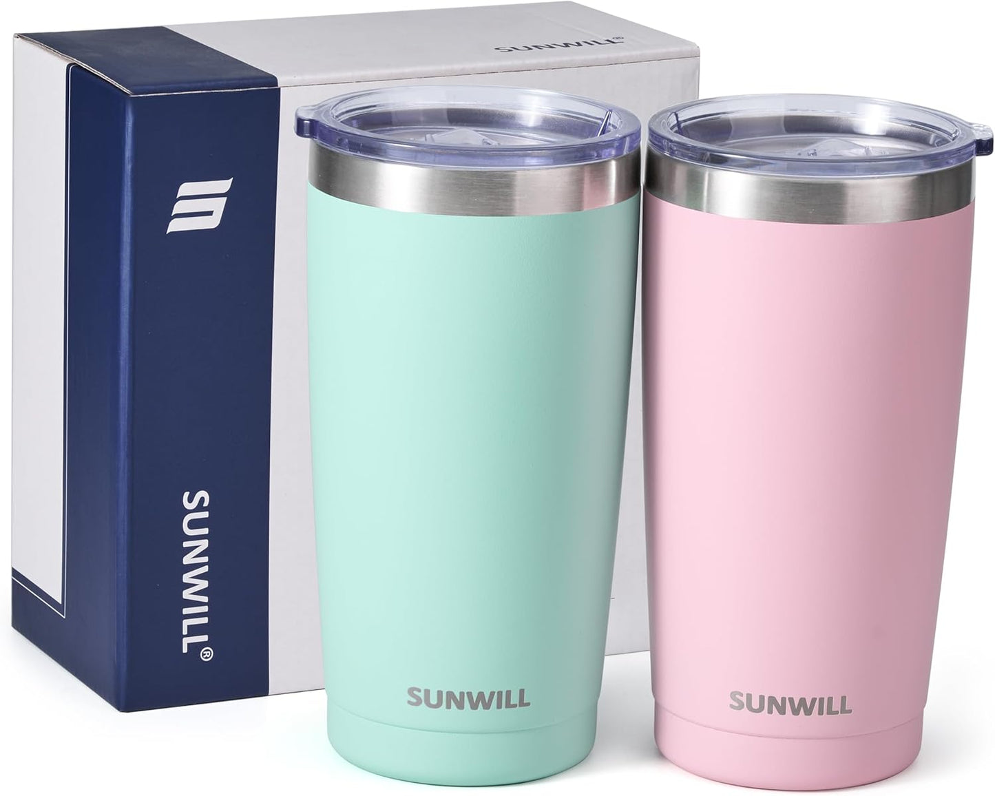Travel Coffee Tumbler 20 oz, Insulated Mug with Lid, Stainless Steel Cup for Hot and Cold Drinks, Cool Grey