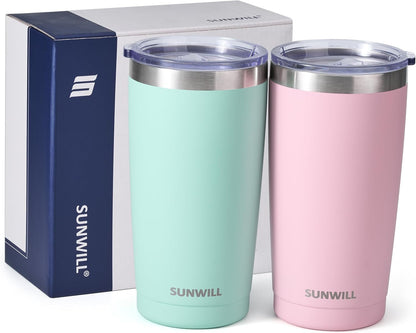 Travel Coffee Tumbler 20 oz, Insulated Mug with Lid, Stainless Steel Cup for Hot and Cold Drinks, Cool Grey