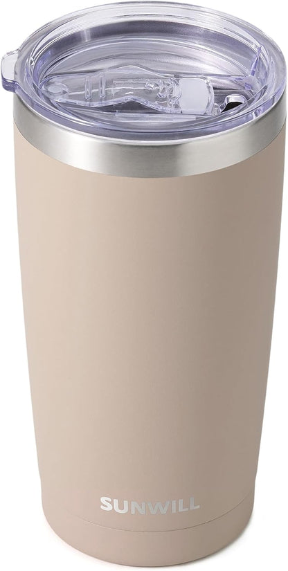 Travel Coffee Tumbler 20 oz, Insulated Mug with Lid, Stainless Steel Cup for Hot and Cold Drinks, Cool Grey
