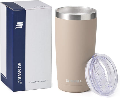 Travel Coffee Tumbler 20 oz, Insulated Mug with Lid, Stainless Steel Cup for Hot and Cold Drinks, Cool Grey