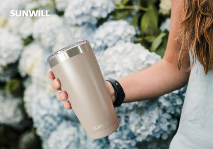 Travel Coffee Tumbler 20 oz, Insulated Mug with Lid, Stainless Steel Cup for Hot and Cold Drinks, Cool Grey