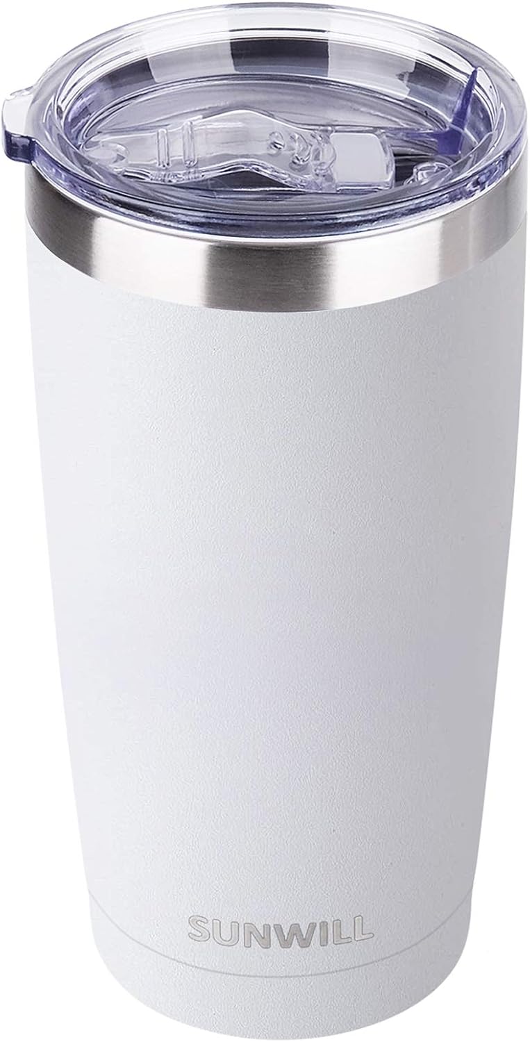 Travel Coffee Tumbler 20 oz, Insulated Mug with Lid, Stainless Steel Cup for Hot and Cold Drinks, Cool Grey