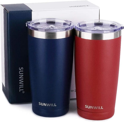 Travel Coffee Tumbler 20 oz, Insulated Mug with Lid, Stainless Steel Cup for Hot and Cold Drinks, Cool Grey
