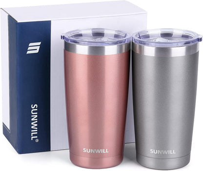 Travel Coffee Tumbler 20 oz, Insulated Mug with Lid, Stainless Steel Cup for Hot and Cold Drinks, Cool Grey