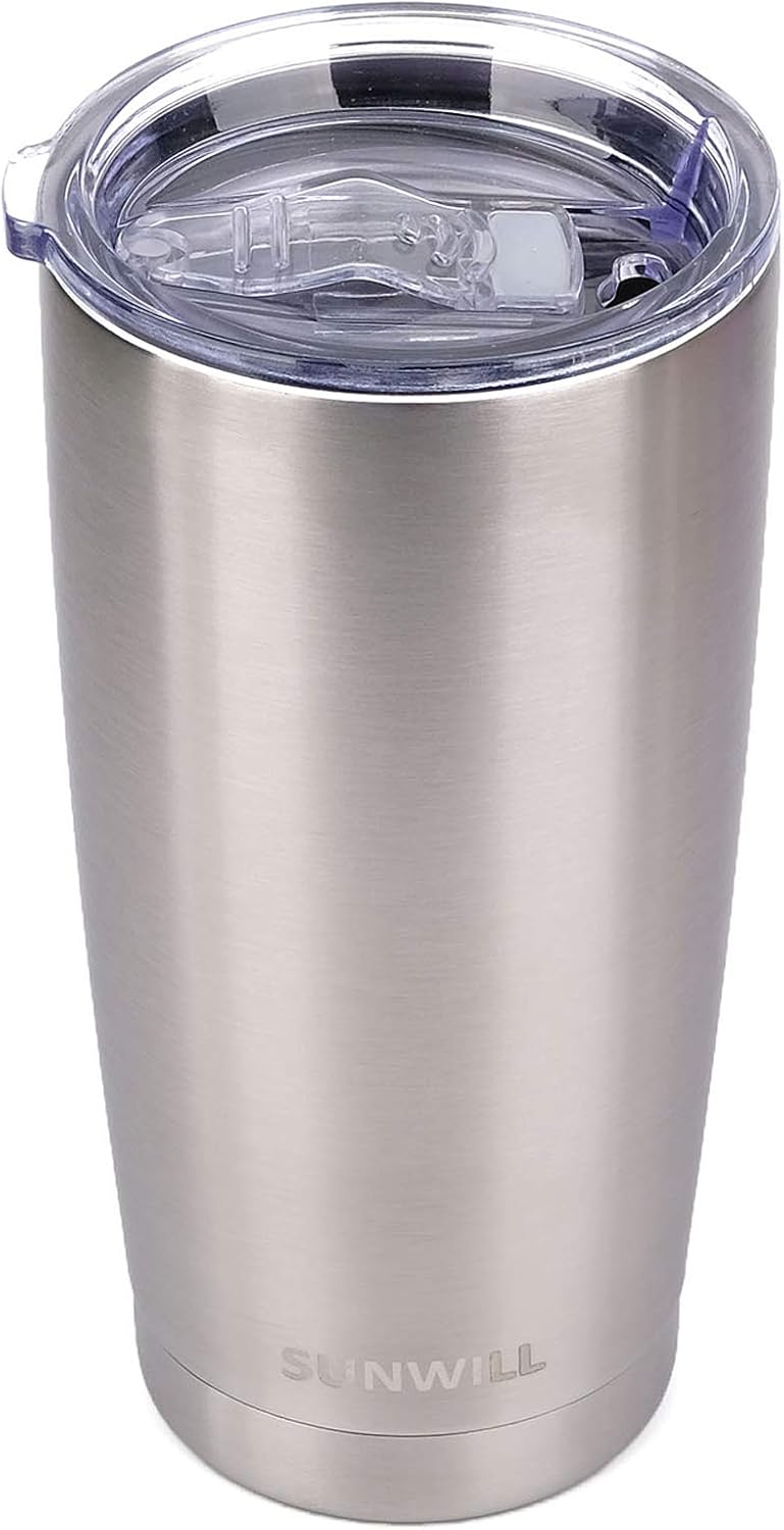 Travel Coffee Tumbler 20 oz, Insulated Mug with Lid, Stainless Steel Cup for Hot and Cold Drinks, Cool Grey