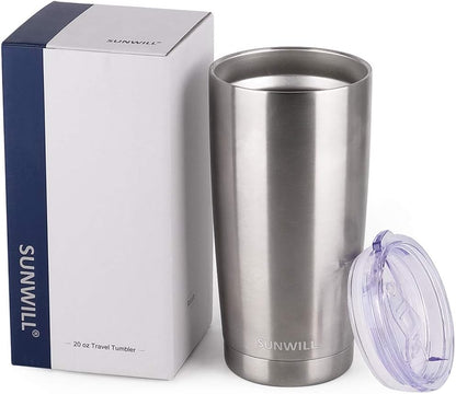 Travel Coffee Tumbler 20 oz, Insulated Mug with Lid, Stainless Steel Cup for Hot and Cold Drinks, Cool Grey