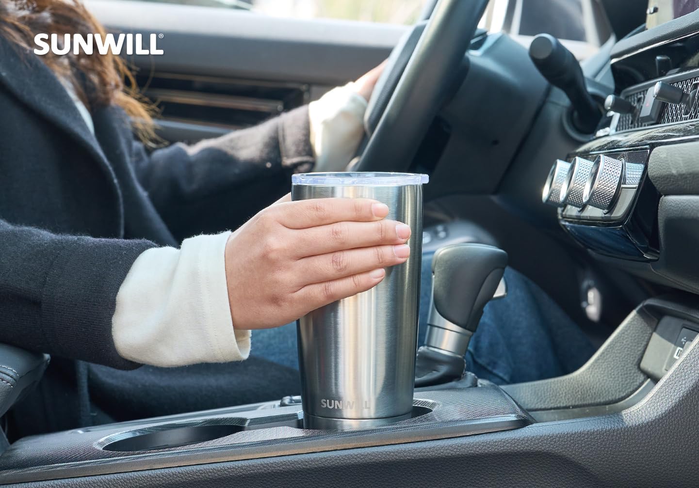 Travel Coffee Tumbler 20 oz, Insulated Mug with Lid, Stainless Steel Cup for Hot and Cold Drinks, Cool Grey