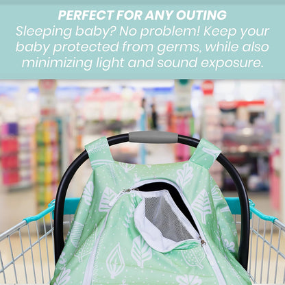 Car Seat Canopy Stroller Covers for Infant Boy and Girl Babies Stretchy and Kick Proof with Net Multi Use Soft and Breathable (Teal)