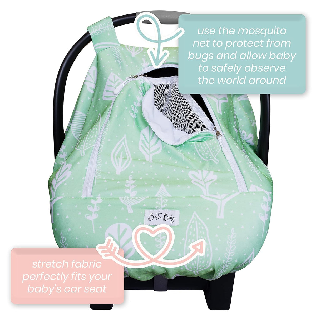 Car Seat Canopy Stroller Covers for Infant Boy and Girl Babies Stretchy and Kick Proof with Net Multi Use Soft and Breathable (Teal)