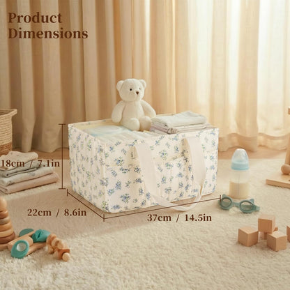Corduroy Baby Diaper Caddy Organizer with Lid, Gift Basket for Baby Shower